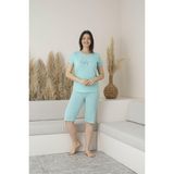Kadın Yazlık Puantiyeli Kısa Kollu Kaprili Viskon Pijama Takımı - Somon - 2XL