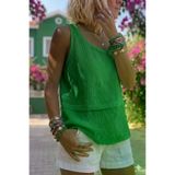 Kadın Yeşil %100 Pamuk Muslin Pis Dikiş Askılı Katlı Salaş Basic Atlet Bluz 3423180