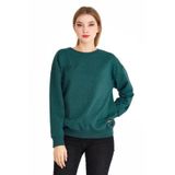 Kadın Yeşil Basic Bisiklet Yaka Regular Fit Rahat Sweatshirt