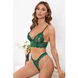 Kadın Yeşil Çapraz Sırt Detaylı Şık Bralet Takım