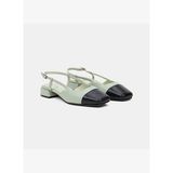 Kadın Yeşil Kare Burun Slingback Deri Günlük Ayakkabı