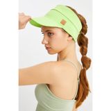 Kadin Yesil Uv Korumali Katlanabilir Ustu Acik Yumusak Siperli 100 Pamuklu Penye Tenis Vizor Sapka