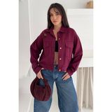 Kadın Yırtık Detaylı Crop Ceket – Dinamik & Sokak Stili - Bordo