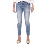 Kadın Yırtık Detaylı Slim Fit Jean Pantolon Mavi