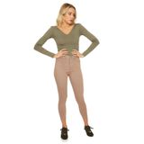 Kadın Yırtık Detaylı Yüksek Bel Skinny Jeans Sütlü Kahverengi 34