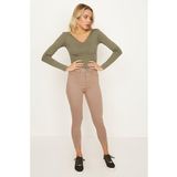 Kadın Yırtık Detaylı Yüksek Bel Skinny Jeans