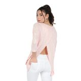 Kadın Yırtmaçlı Muline Triko Pembe