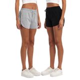 Kadın Yırtmaçlı Penye Kumaş Regular Fit Kısa Mini Günlük Şort (Siyah-Gri, 2XL)
