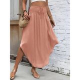 Kadın Yüksek Bel Belden Bağlamalı Asimetrik Kesim Detaylı Sandy Etek - Pembe - 2XL - 3XL