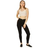 Kadın Yüksek Bel Gold Düğmeli Skinny Pantolon Siyah 34