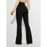 Kadın Yüksek Bel Ispanyol Paça Power Likra Kot Denim Jean - Siyah - 38