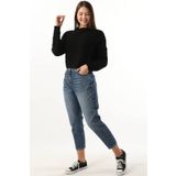Kadın Yüksek Bel Mom Fit Jean Pantolon Mavi