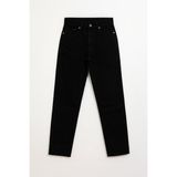 Kadın Yüksek Bel Mom Fit Siyah Jean Pantolon