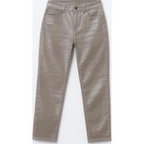 Kadın Yüksek Bel Parlak Mum Kumaş Straight Fit Jean Pantolon