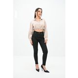 Kadın Yüksek Bel Siyah Jean Pantolon 6187-23