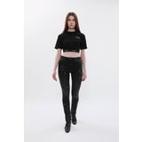 Kadın Yüksek Bel Skinny Fit Dar Paça Benekli Füme Jean Pantolon