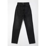 Kadın Yüksek Bel Slim Fit %100 Pamuk Antrasit Jean Pantolon