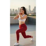 Kadın Yüksek Bel Spor Tayt - 42 - Bordo