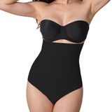 Kadın Yüksek Bel String Korse, Bel Karın ve Basen Bölgesi Destekli,%60 Polyester%40 Elastan, Lazer Kesim İz Yapmayan Dikişsiz Tasarım (Siyah, Medium)