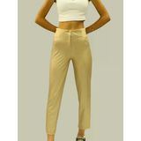 Kadın Yüksek Bel Suni Deri Pantolon – Toparlayıcı Slim Fit | Bej | Esnek Ve Şık Tasarım