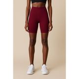 Kadın Yüksek Bel Toparlayıcı Ripli Fitilli Kısa Spor Tayt - 2XL - Bordo
