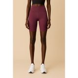 Kadın Yüksek Bel Toparlayıcı Ripli Fitilli Kısa Spor Tayt - 2XL - Mürdüm