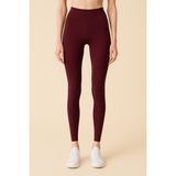 Kadın Yüksek Bel Toparlayıcı Tam Boy Spor Tayt - 2XL - Bordo