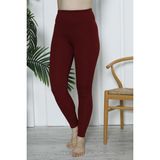 Kadın Yüksek Bel Toparlayıcı Tayt Kaşkorse Fitilli Polyester Bordo