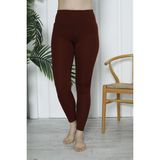 Kadın Yüksek Bel Toparlayıcı Tayt Kaşkorse Fitilli Polyester Kiremit