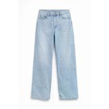 Kadın Yüksek Bel Wide Leg %100 Pamuk Buz Mavisi Jean Pantolon