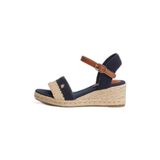 Kadın Yüksek Kalın Hasır Topuk Bilek Bağlama Rahat Lacivert Sandalet FW0FW09516-DW6