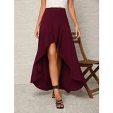 Kadın Yüksel Bel Önden Asimetrik Detaylı Sandy Etek - Bordo - 2XL - 3XL
