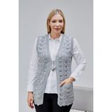 Kadın Yumoş Kazayağı Model Kalın Kışlık Özel Örgü Cepli Triko Anne Yelek - Standart - 0-Gri