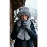 Kadın Yumuşak Peluş Bucket Şapka ve Atkı Seti - Ayarlanabilir İthal Tüylü Pofuduk Kışlık Takım