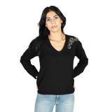 Kadın Yün V Yaka Uzun Kollu Siyah Kazak MF3013MS14G-22222
