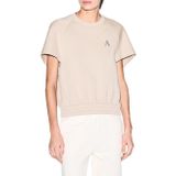 Kadın Yuvarlak Yaka Kısa Kol Düz Regular Fit Bej Sweatshirt XW002050 AF21298-U6223