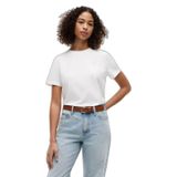 Kadın Yuvarlak Yaka Kısa Kol Düz Regular Fit Beyaz T-Shirt WW0WW49941-YBL
