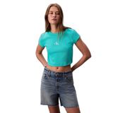 Kadın Yuvarlak Yaka Kısa Kollu Kısa Yeşil T-Shirt LV047AB802-XDZ