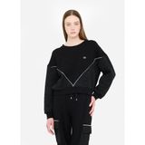 Kadın Yuvarlak Yakalı Geniş Kalıp Desenli Uzun Kollu Siyah Sweatshirt TF5158FS321-09Z49
