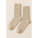 Kadın Zımbalı Yün Soket Çorap Bej Melanj