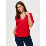 Kadın Zincir Şertili V Yaka Kısa Kol T-Shirt 25Yus25tsh064