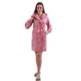 Kadın%100 Bambu Kapüşonlu Nakış Detaylı Yumuşak Extra Soft Sabahlık Pudra L
