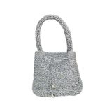 Kadın%100 El Örgüsü Kağıt İp Hasır Metalik Kaplama Orta Boy Şık Gece Özel Gün Portföy Clutch Çanta