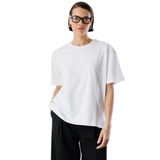 Kadın%100 Organik Pamuk Relaxed Fit Yırtmaçlı Yuvarlak Yaka T-shirt YIRTMAÇLI-T-SHIRT Beyaz S