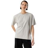 Kadın%100 Organik Pamuk Relaxed Fit Yırtmaçlı Yuvarlak Yaka T-shirt YIRTMAÇLI-T-SHIRT Gri L