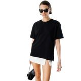 Kadın%100 Organik Pamuk Relaxed Fit Yırtmaçlı Yuvarlak Yaka T-shirt YIRTMAÇLI-T-SHIRT Siyah M