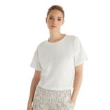 Kadın%100 Pamuk Oversize Kısa Kol Beyaz T-Shirt C2T5N5O06 BEYAZ L