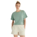 Kadın%100 Pamuk Oversize Kısa Kol Yeşil T-Shirt C2T5N5O06 YEŞİL M