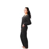 Kadın%100 Pamuk Yumuşak Organik Düğmeli Pijama Takımı - Mevsimlik Rahat Şık Tasarım 24658 FÜME M
