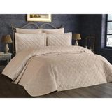 Kadınca Dükkan Çift Kişilik Avangart Kadife Yatak Örtüsü Takımı - 250 x 260 cm - Bej